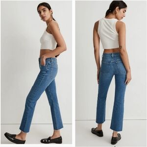 Madewell Mid-Rise Kick Out Crop Jeans Raw Hem Edition 25T